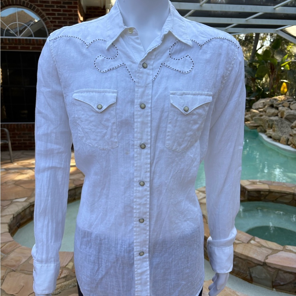 Ralph Lauren White Western Button Down Shirt